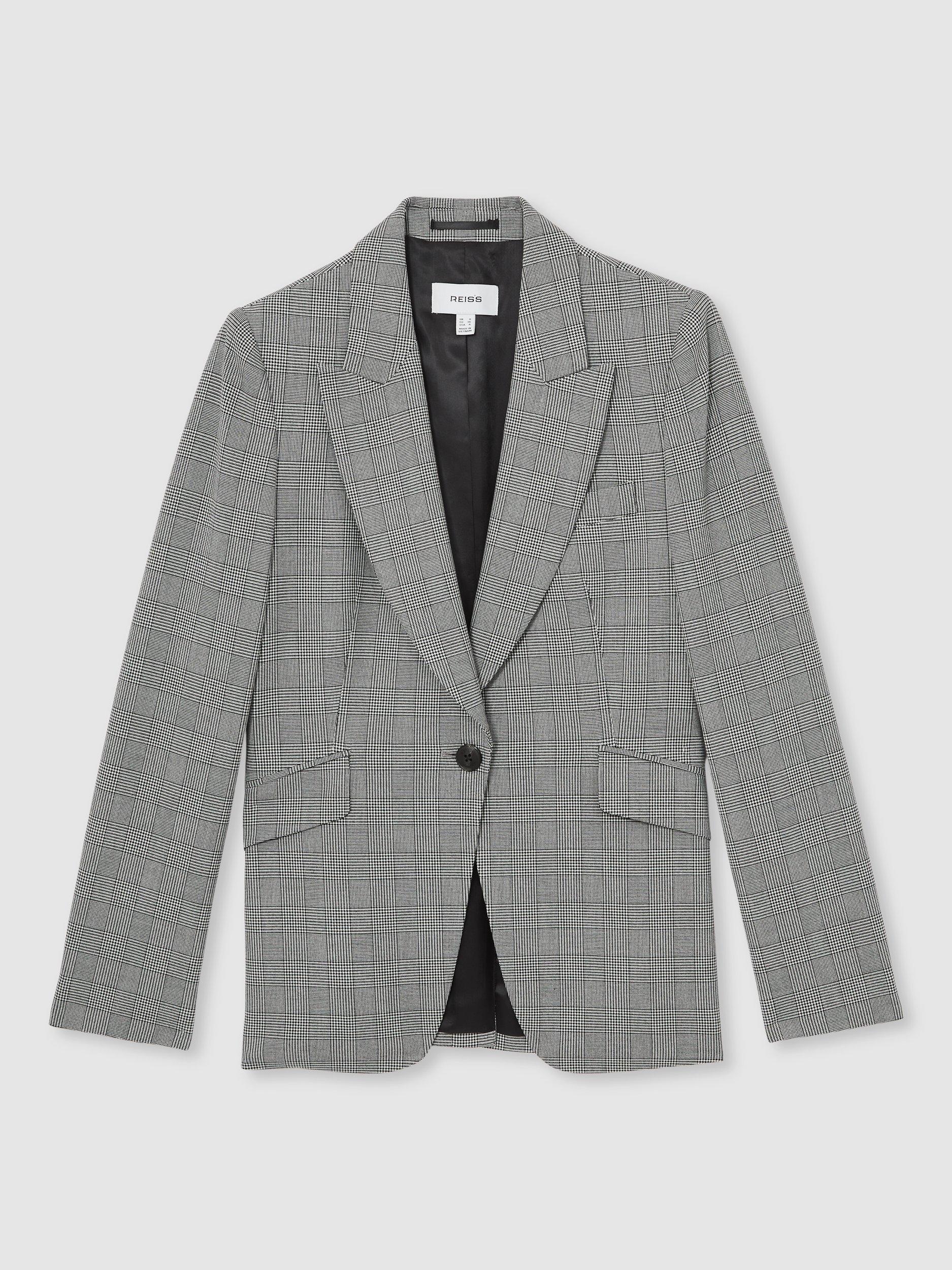 Product image 3 of 5, which shows Reiss Brooklyn Check Blazer, Grey, 6