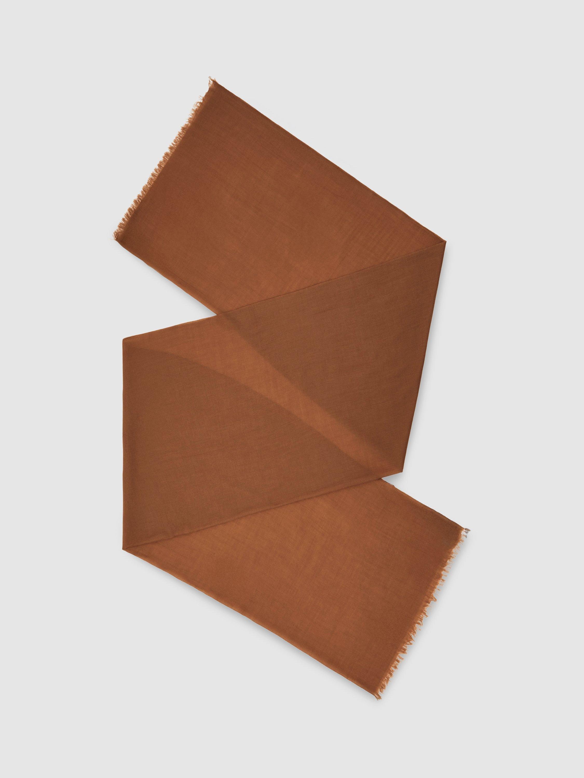 Product image 1 of 5, which shows Reiss Heidi Wool Rich Scarf, Camel, One Size