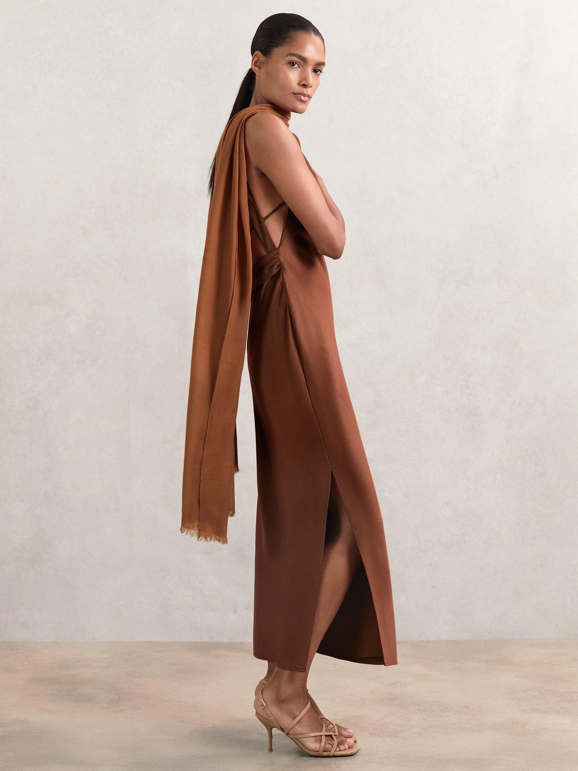 Product image 3 of 5, which shows Reiss Heidi Wool Rich Scarf, Camel, One Size