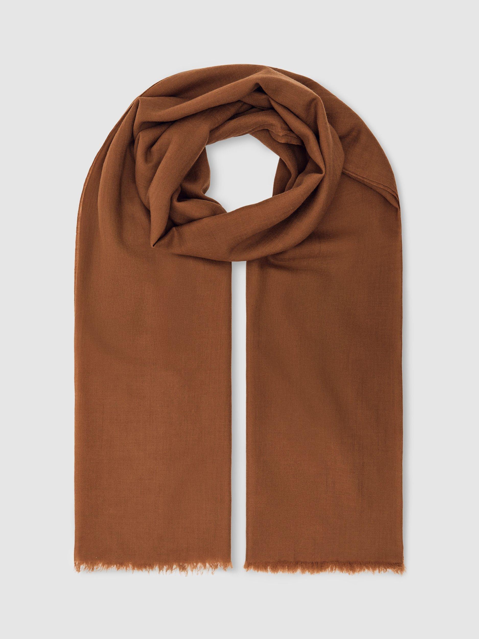 Product image 4 of 5, which shows Reiss Heidi Wool Rich Scarf, Camel, One Size