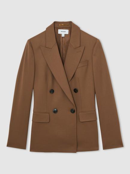 Reiss Solene Double Breasted Blazer, Tan