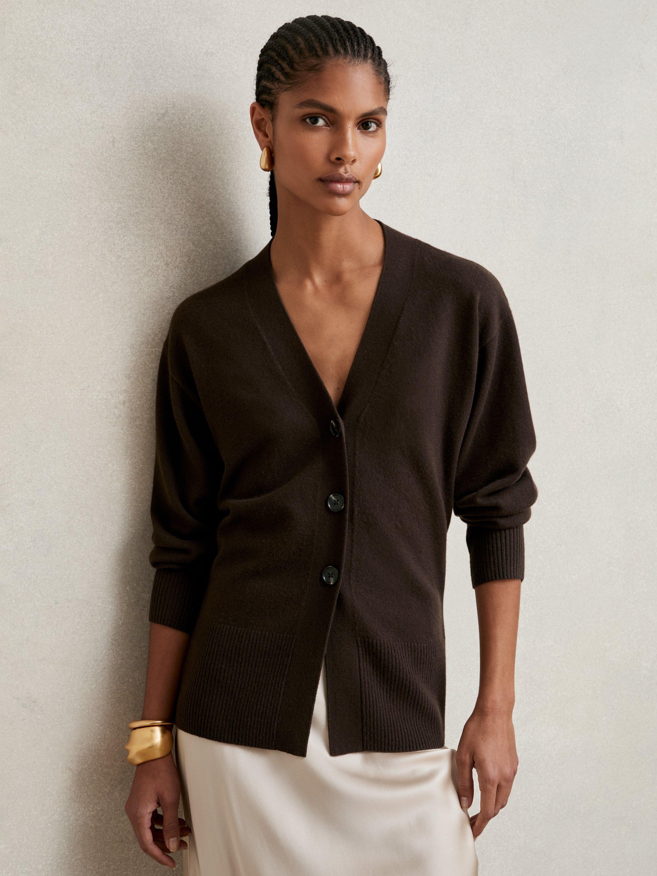 Reiss Tyla Fitted Waist Fine Wool Blend Buttoned Cardigan