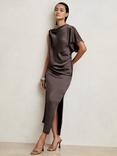 Reiss Kenzie Drape Midi Dress, Mauve
