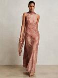 Reiss Lacey Scarf Detail Maxi Dress, Pale Pink