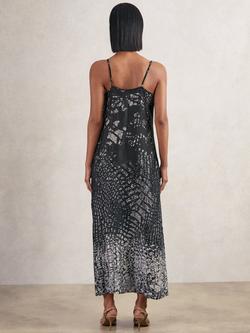 Reiss Lornie Abstract Animal Print Slip Dress, Navy - view 2, Navy