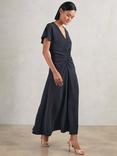 Reiss Ruched Front A-Line Workwear Midi Dress
