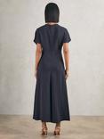 Reiss Ruched Front A-Line Workwear Midi Dress