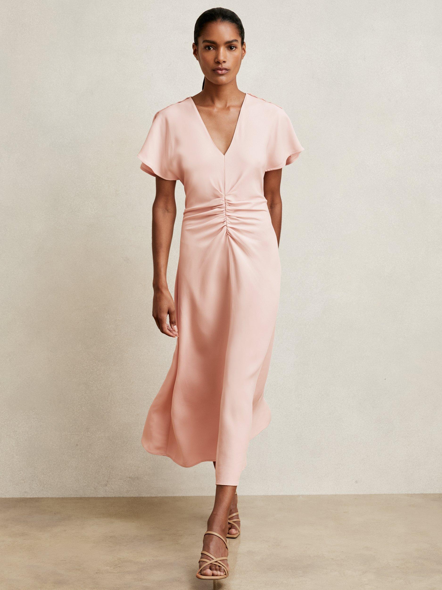 temu a line dresses Simple Pale Pink Off Shoulders Tulle A-line Midi Homecoming Prom Dress –  Wish Gown main image 1