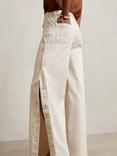 Reiss Evelyn Side Detail Wide Leg Jeans, Cream