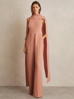 Reiss Farley Cape Back Jumpsuit, Pink - view 2, Pink