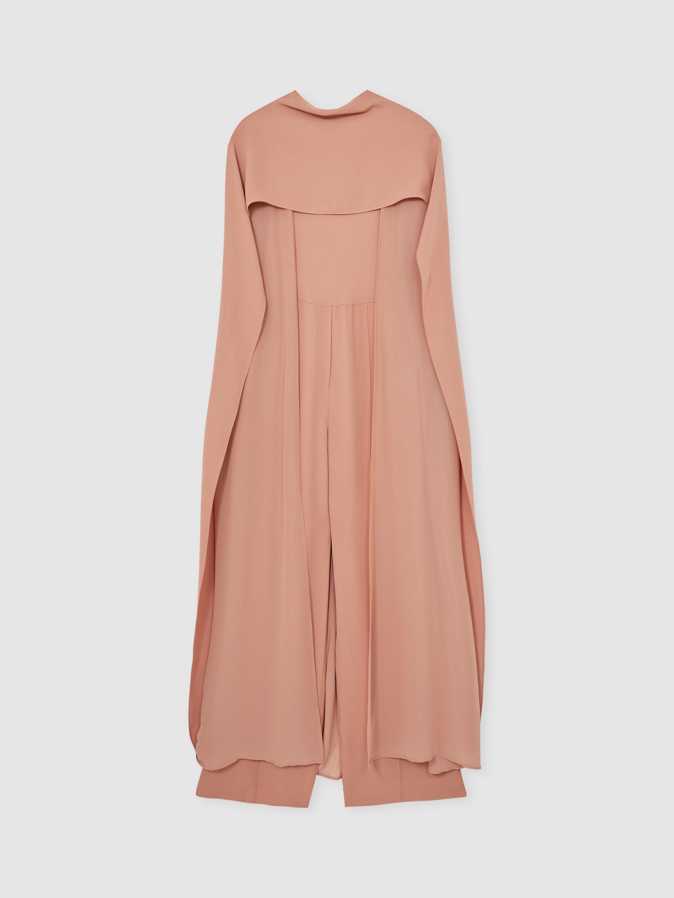 Product image 3 of 5, which shows Reiss Farley Cape Back Jumpsuit, Pink, 6