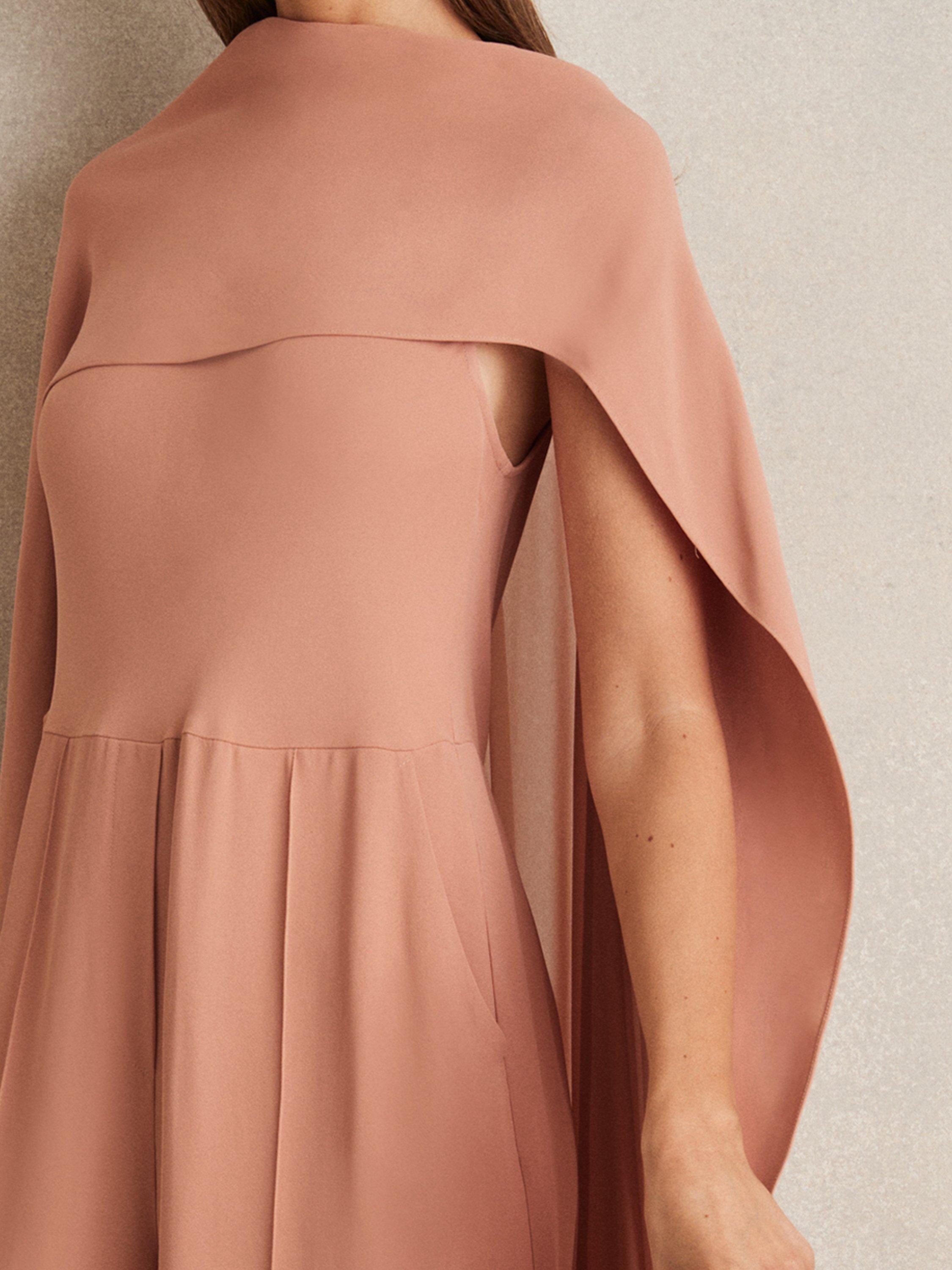 Product image 4 of 5, which shows Reiss Farley Cape Back Jumpsuit, Pink, 6