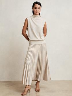 Reiss Seren Pleated Maxi Skirt, Champagne Neutral