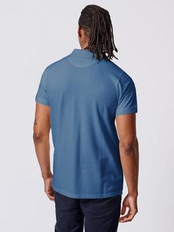 Aubin Marcel Cotton Regular Fit Short Sleeve Polo Shirt - view 2, China Blue