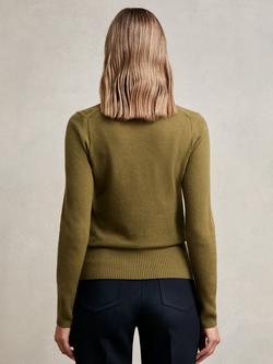 Reiss Anya Crew Neck Wool Blend Jumper - view 2, Khaki Green