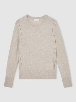 Reiss Anyay Crew Neck Wool Blend Jumper, Oatmeal Neutral, Oatmeal Neutral