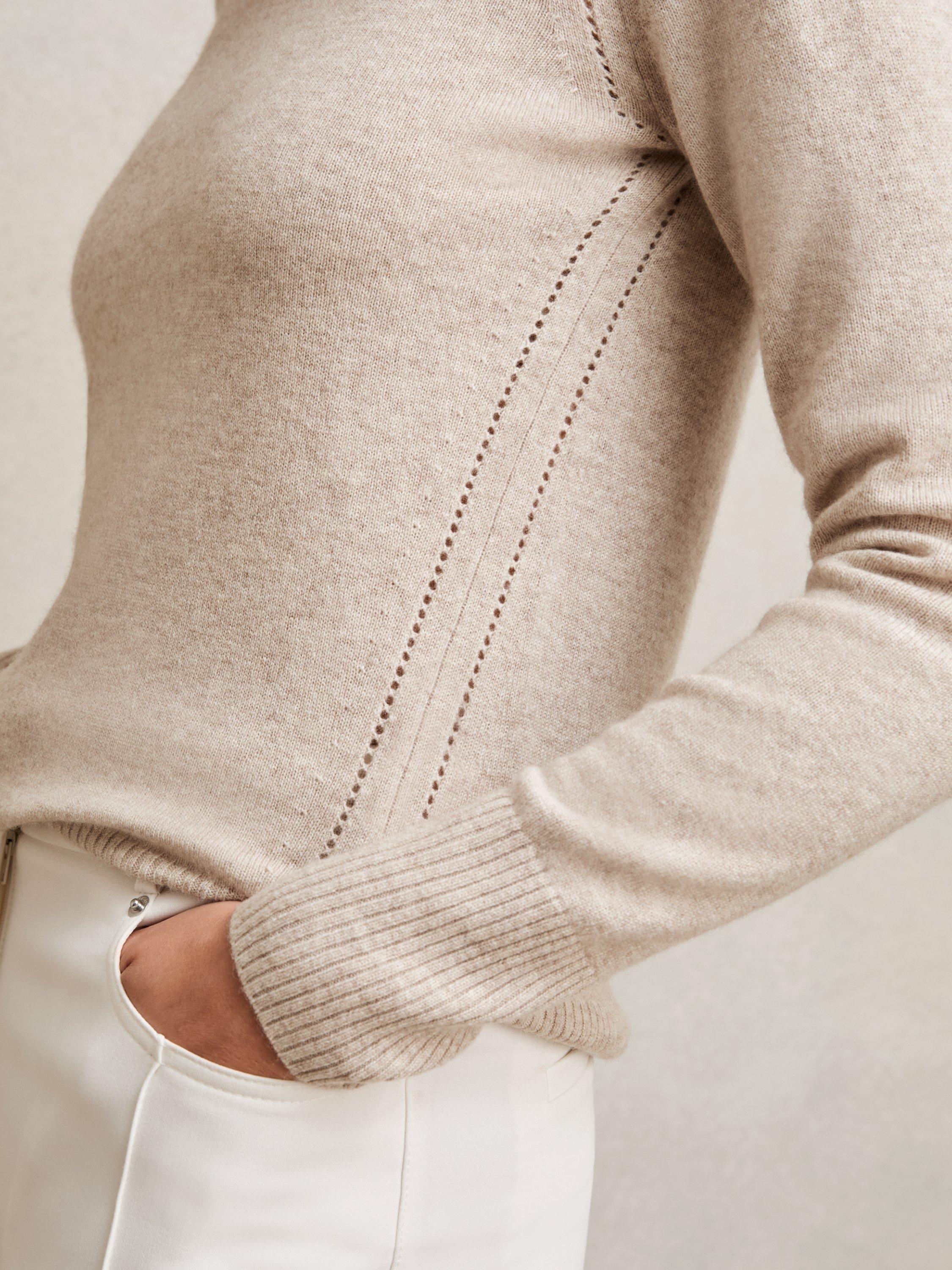 Product image 4 of 4, which shows Reiss Anyay Crew Neck Wool Blend Jumper, Oatmeal Neutral, XS