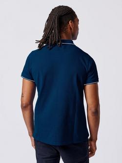 Aubin Percy Cotton Regular Fit Short Sleeve Polo Shirt - view 2, Navy