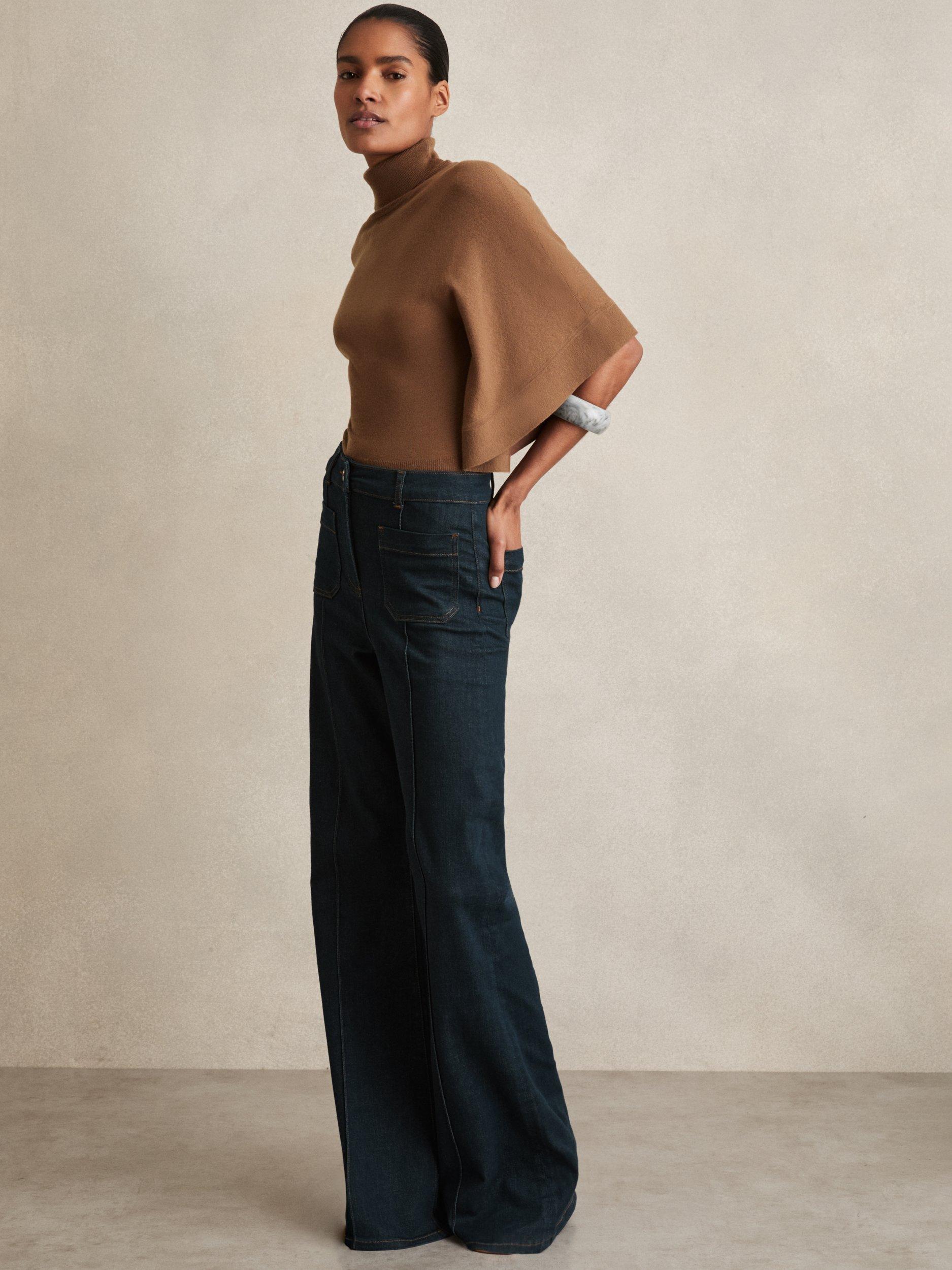 Product image 4 of 5, which shows Reiss Hadley Batwing Pure Wool Jumper, Tan, XS