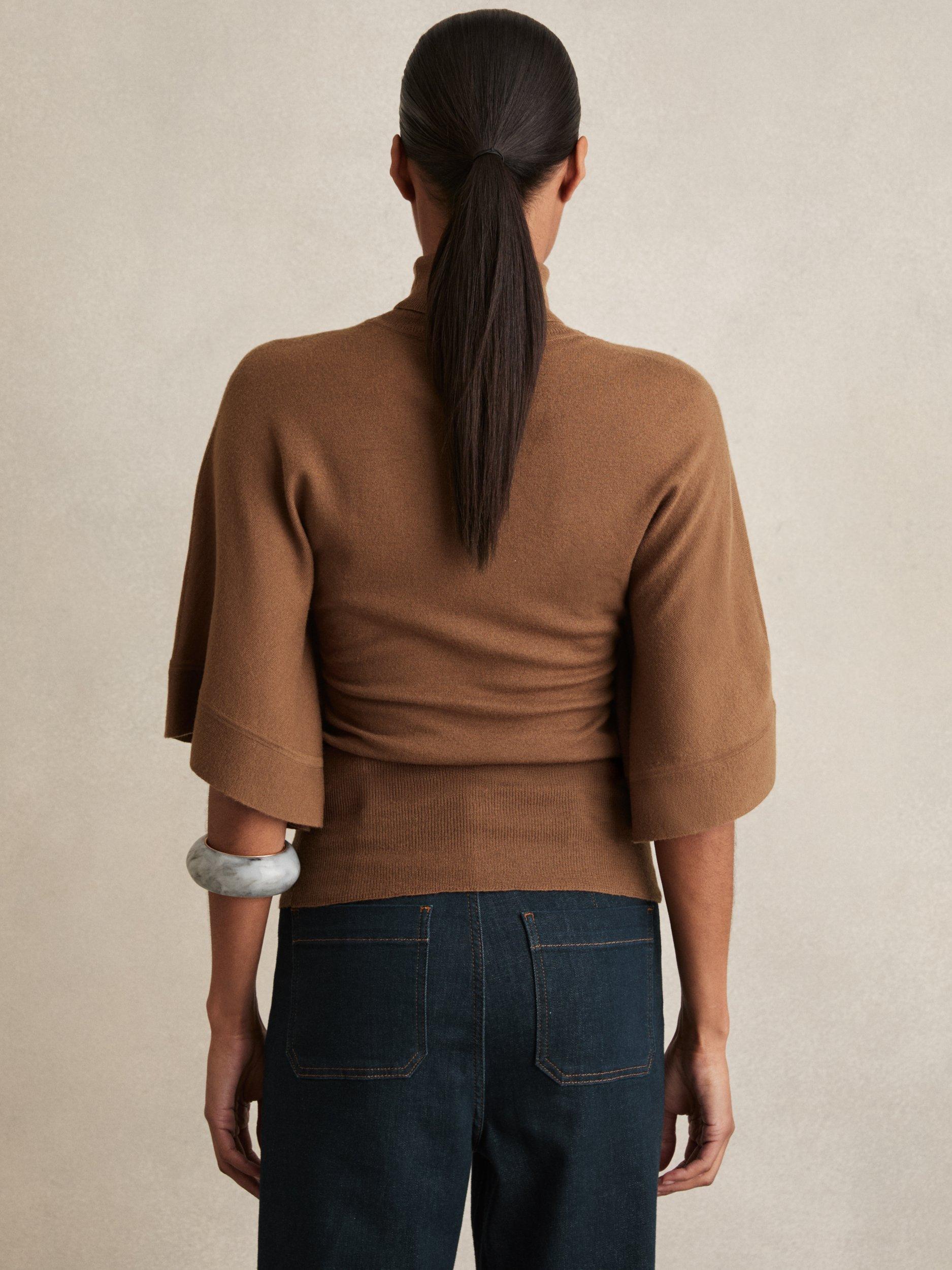 Product image 5 of 5, which shows Reiss Hadley Batwing Pure Wool Jumper, Tan, XS