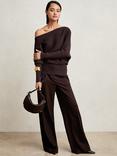 Reiss Lorna Drape Knit Top, Plum