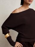 Reiss Lorna Drape Knit Top, Plum