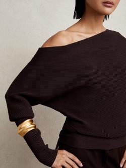 Reiss Lorna Drape Knit Top - view 2, Plum