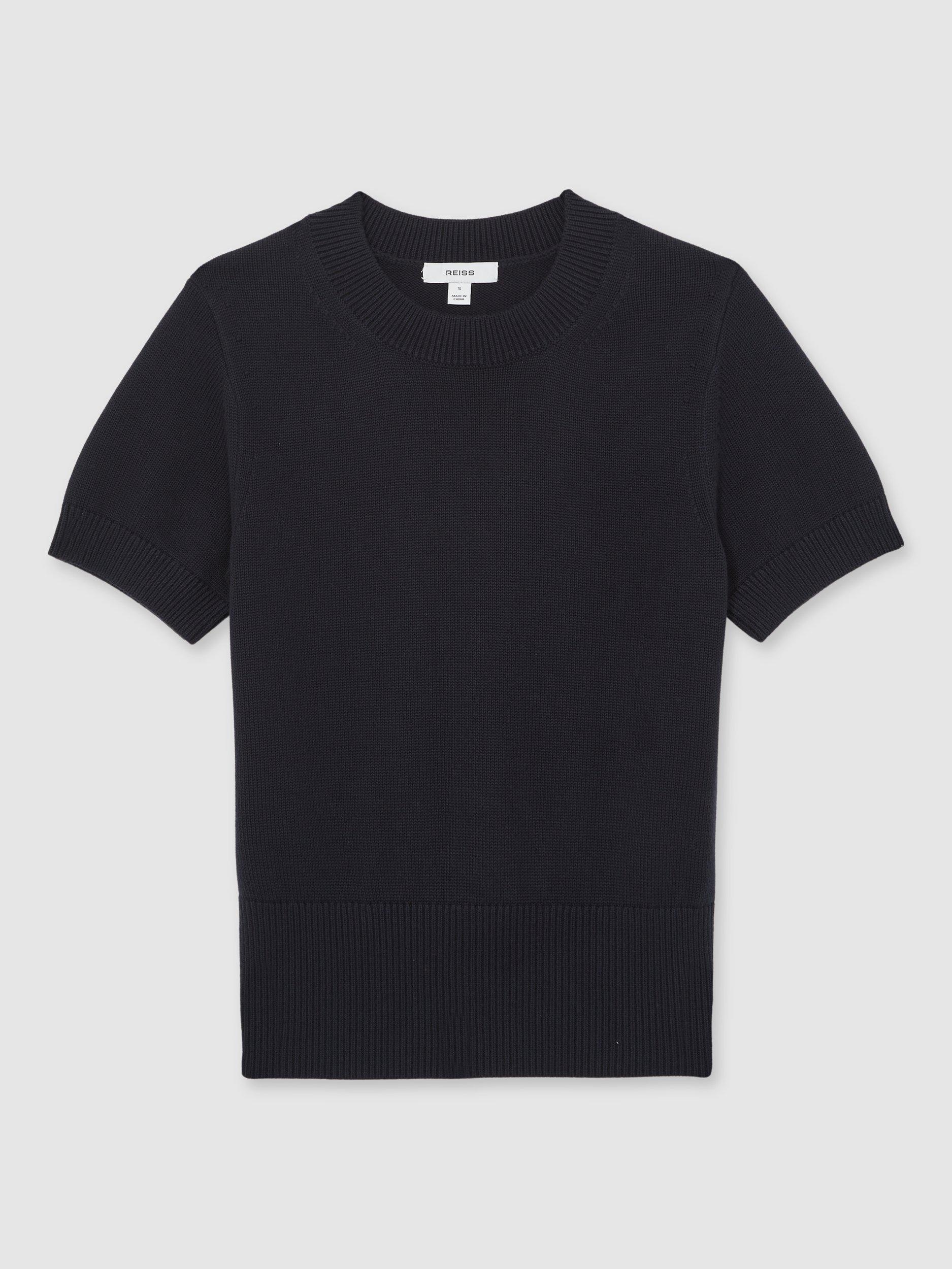 Product image 3 of 5, which shows Reiss Anita Crew Neck T-Shirt, Navy, XS