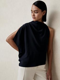 Reiss Elle One Shoulder Drape Top, Navy, Navy