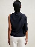 Reiss Elle One Shoulder Drape Top, Navy