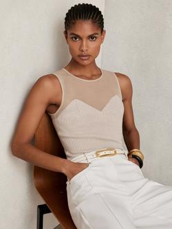 Reiss Darcey Mesh Sweetheart Vest, Pink Neutral