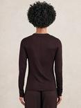 Reiss Brady V-Neck Long Sleeve Top, Plum