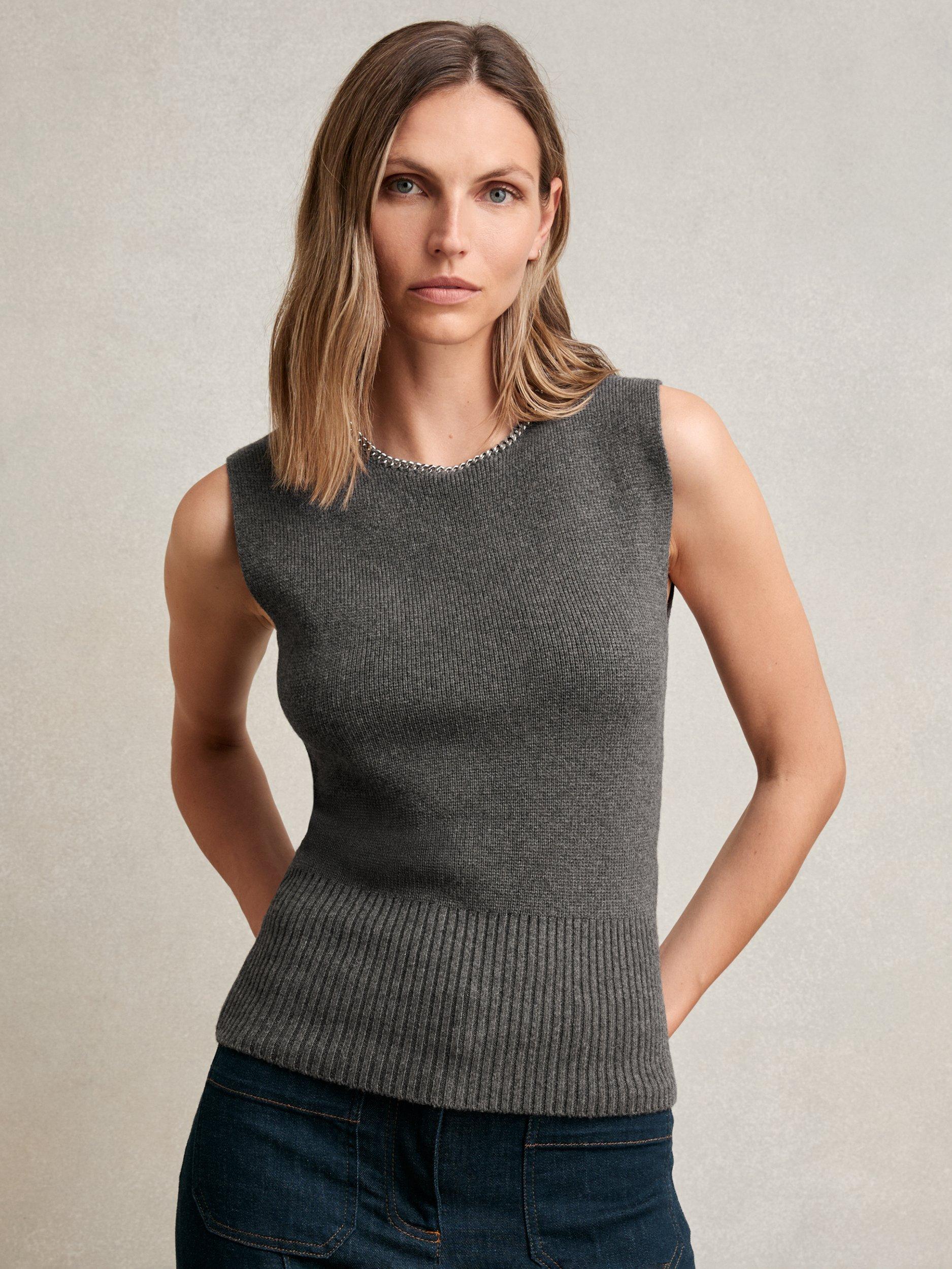 Reiss Nina Necklace Trim Wool Blend Tank Top - Main Image