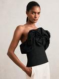 Reiss Sabrina Sculptural Bandeau Top, Black