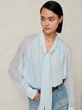 Reiss Tina Tie Neck Silk Blend Long Sleeve Blouse