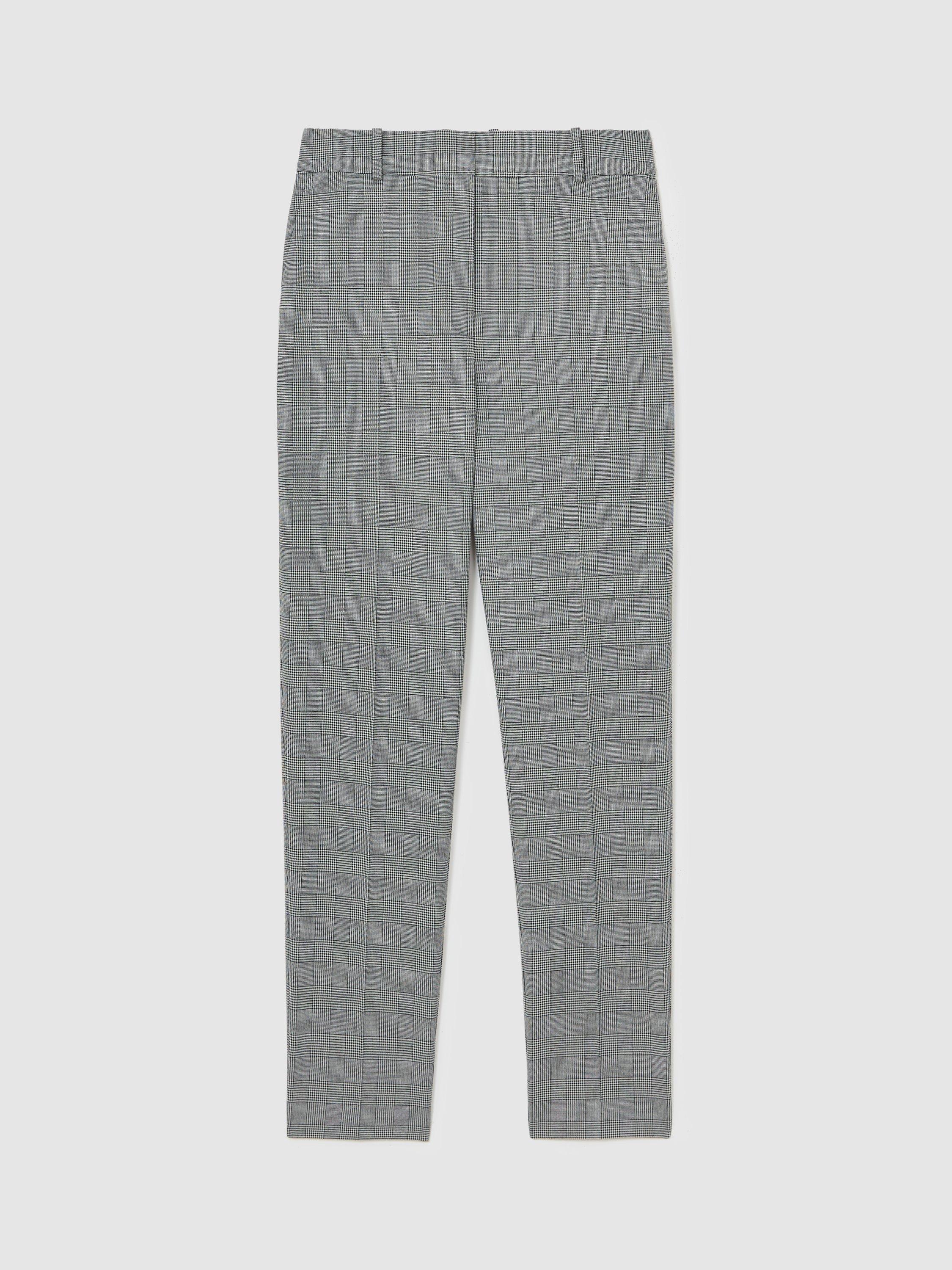 Product image 3 of 5, which shows Reiss Brooklyn Check Tailored Trousers, Grey, 14R