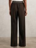 Reiss Camelia Stripe Waistband Trousers, Chocolate Brown