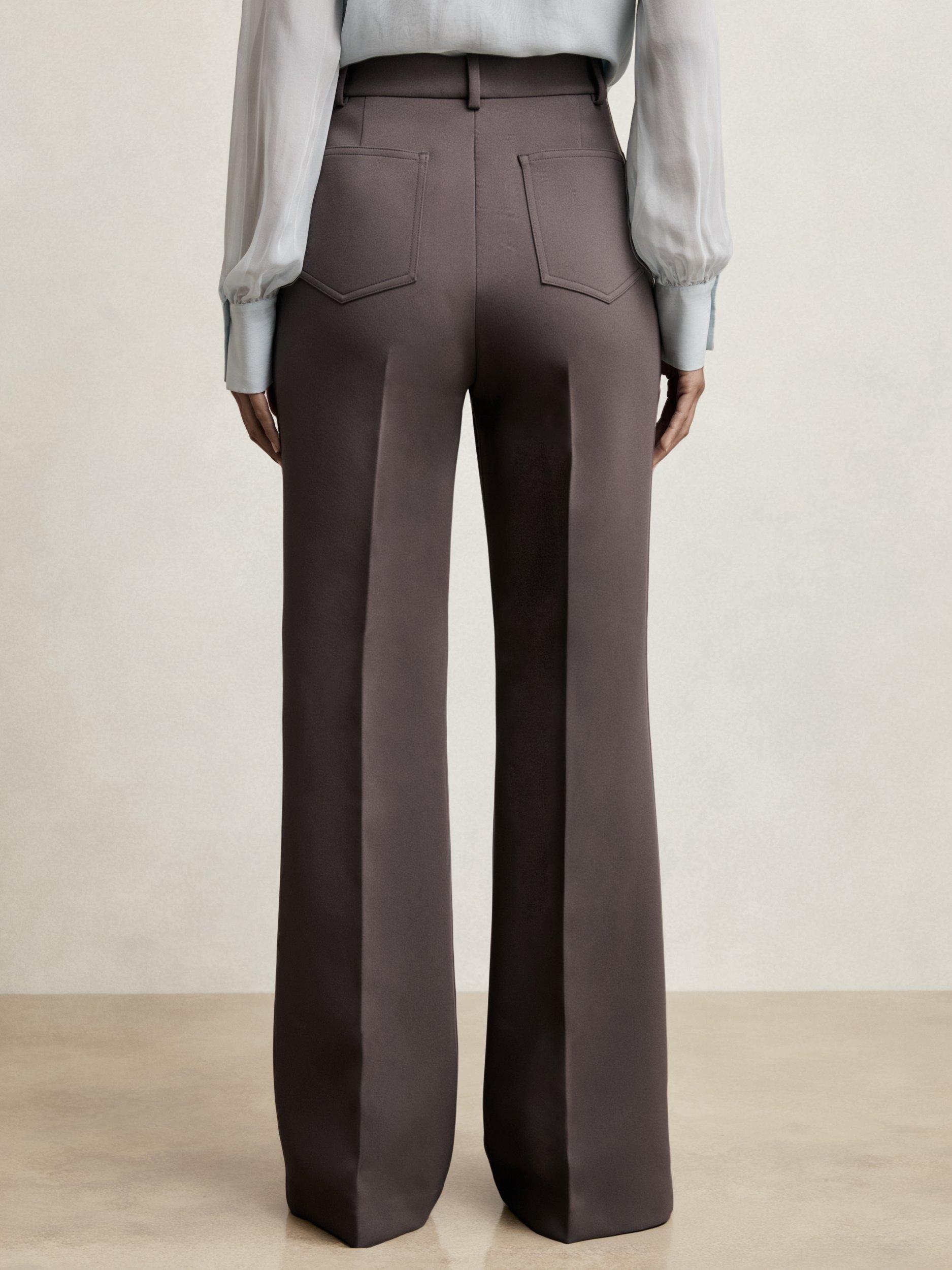Product image 2 of 5, which shows Reiss Priya Flared High Rise Tailored Trousers, Mauve Neutral, 10R