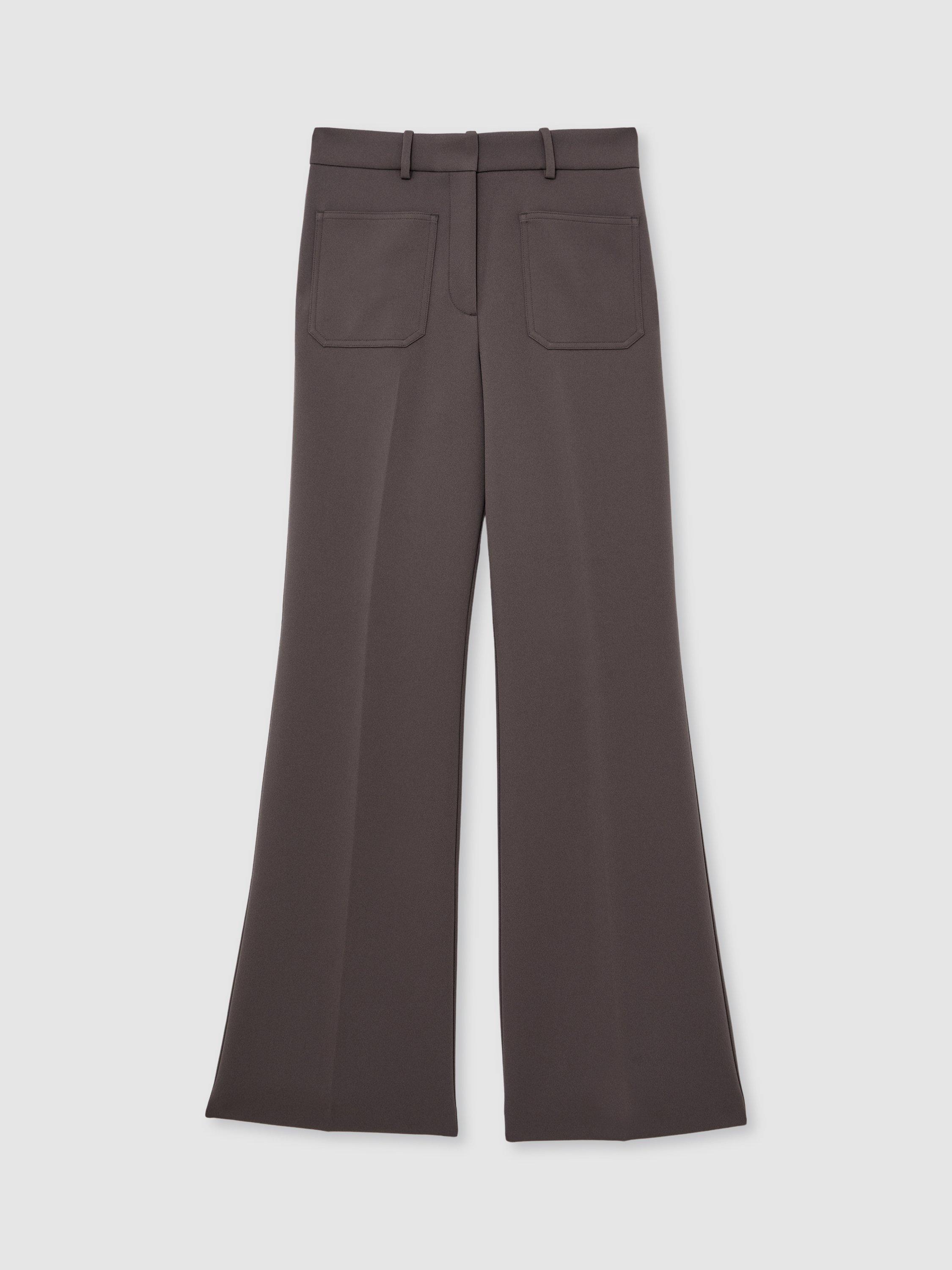 Product image 3 of 5, which shows Reiss Priya Flared High Rise Tailored Trousers, Mauve Neutral, 10R