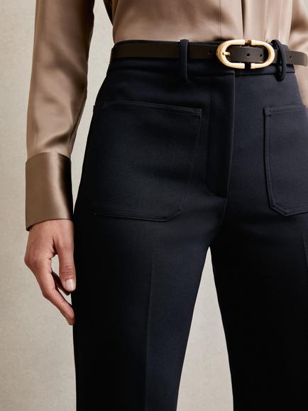 Reiss Priya Flared Tailored Trousers, Navy - view 2, Navy