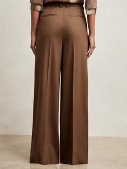 Reiss Solene Wide Leg Mid Rise Trousers - view 2, Tan
