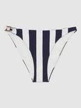 Reiss Bridgette Stripe Bikini Bottoms, Navy/Brown