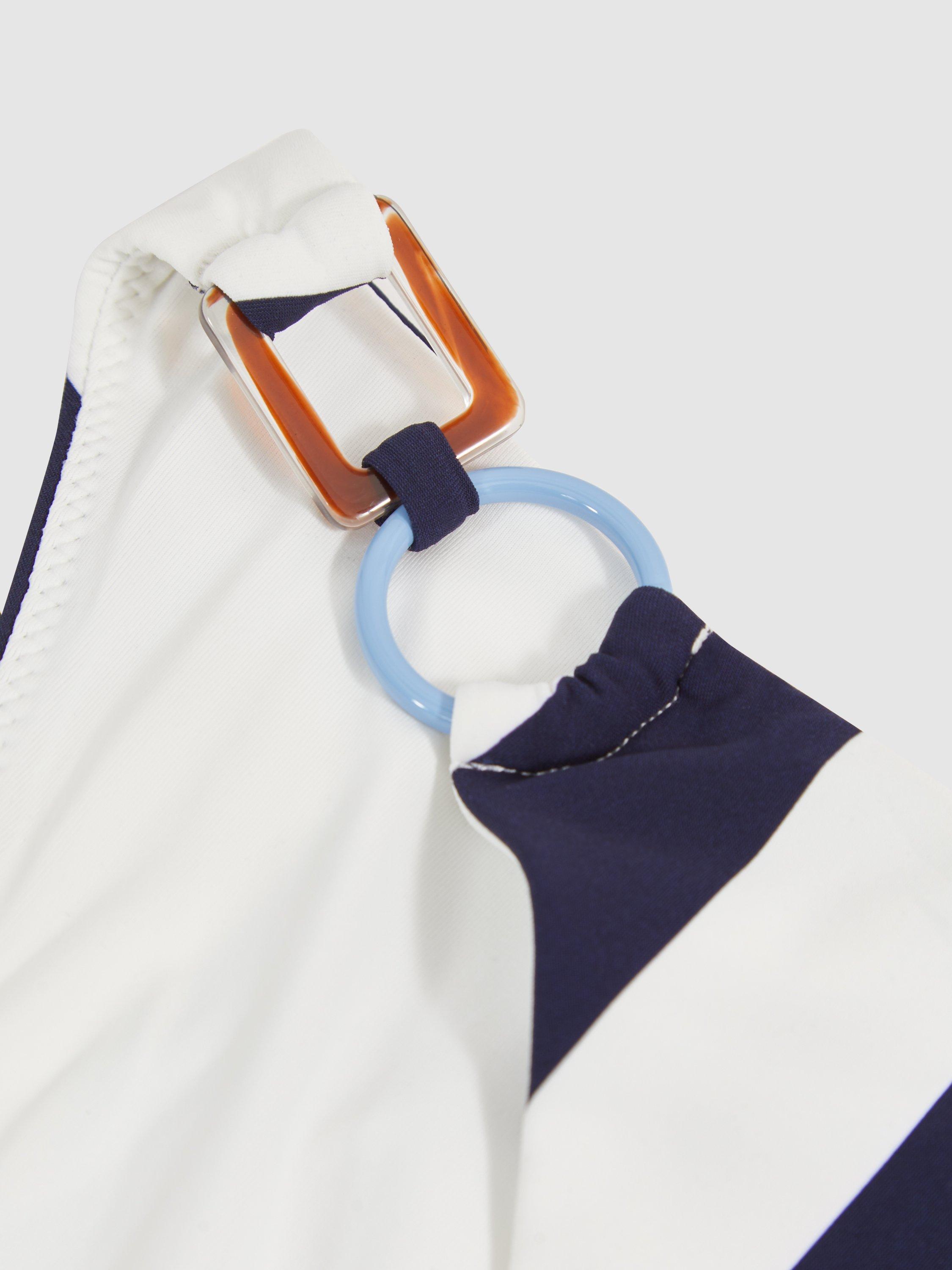 Product image 4 of 4, which shows Reiss Bridgette Stripe Bikini Bottoms, Navy/Brown, 16