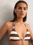 Reiss Bridgette Stripe Bikini Top, Navy/Brown