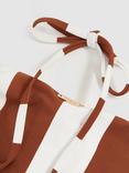 Reiss Kennedy Stripe Cross Back Swimsuit, Brown/White