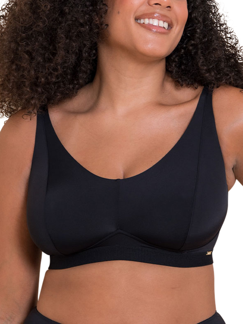 Product image 1 of 8, which shows Curvy Kate Zen Non Wired Bralette Black, Black, 30DD/E