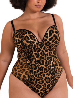 Curvy Kate Icon Plunge Strapless Multiway Bodysuit, Brown