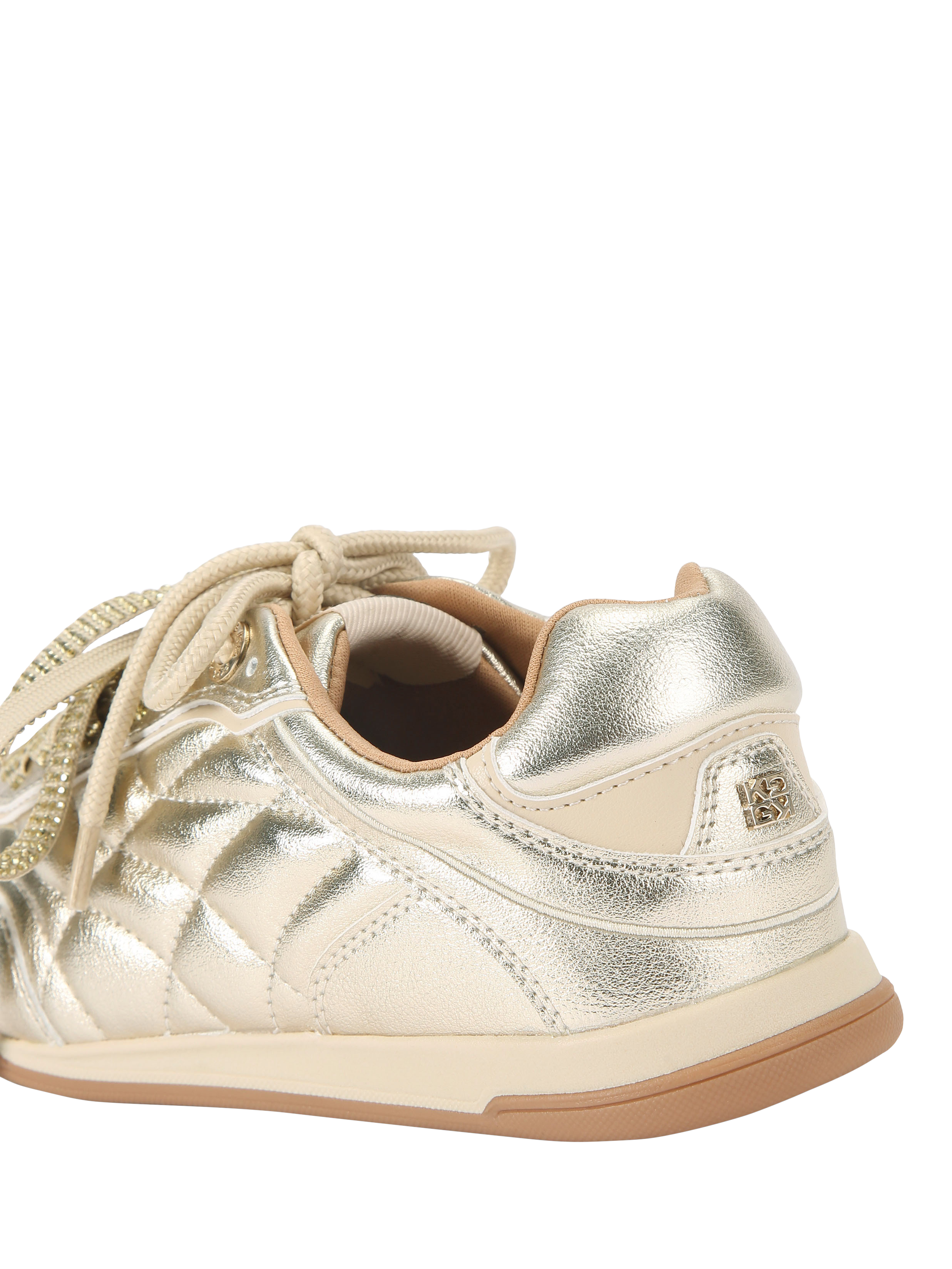 Product image 3 of 4, which shows KG Kurt Geiger Levon Quilted Lace Up Trainers, Gold, 3