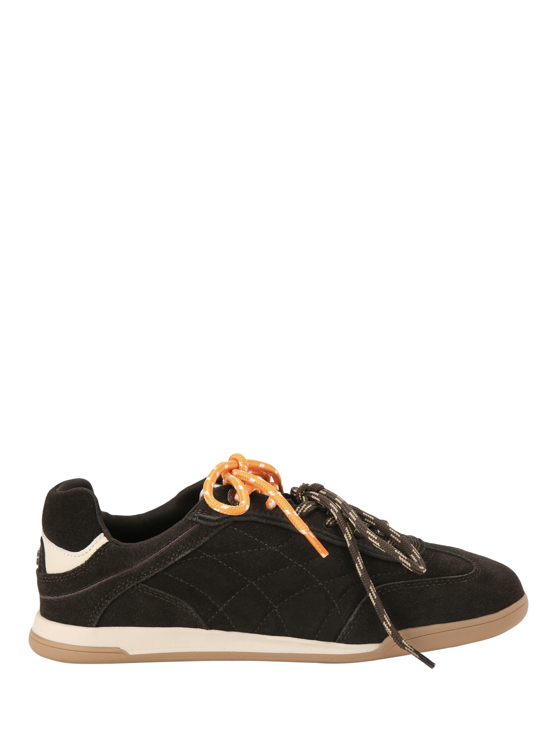 Product image 1 of 4, which shows KG Kurt Geiger Levon Double Lace Suede Trainers, Brown, 3