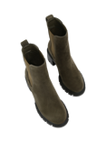 Carvela Ignite Leather Block Heel Chelsea Boots, Khaki